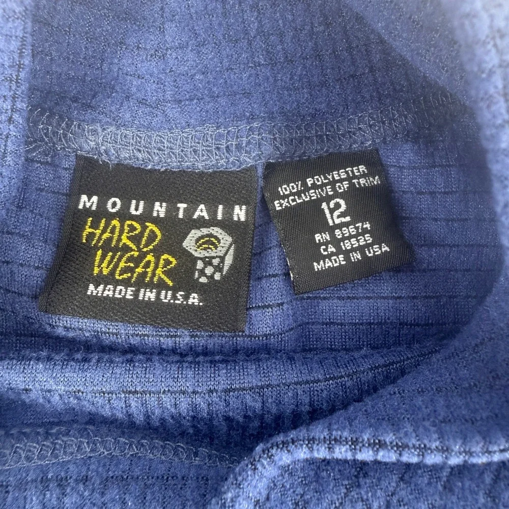 Mountain Hardwear Womens Blue Waffle Knit Mock Neck Base Layer Top Size 12 USA